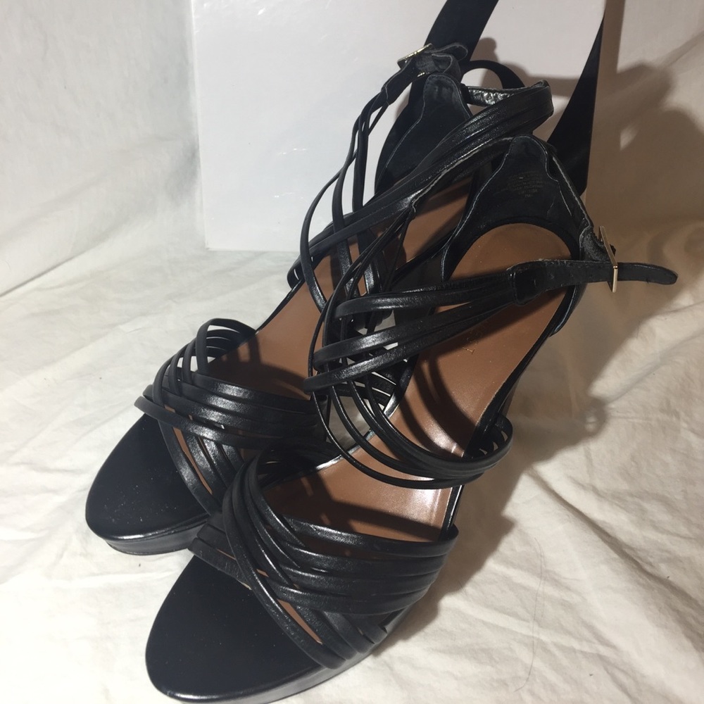 Nine West black strap heel